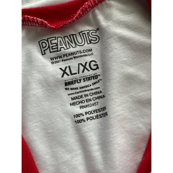 Peanuts Holiday Crew Long-Sleeve Tee Raglan Green White Snoopy Charlie Brown XL - Picture 4 of 4